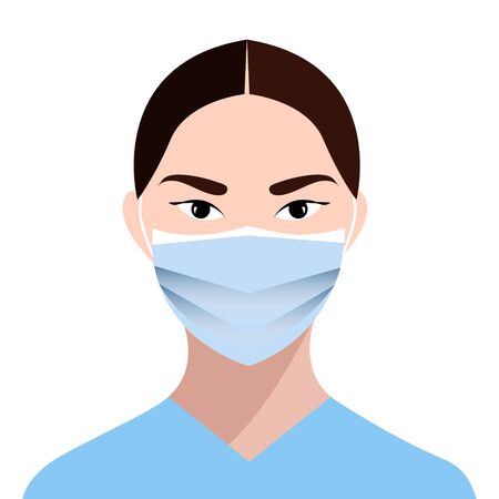 Girl in medical face mask. Vector illustrationのイラスト素材