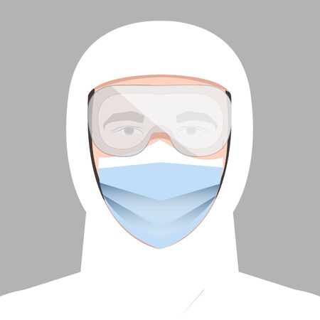 Man in Protective Suit or Clothing. Covidのイラスト素材