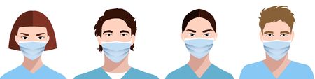 People in medical mask. Concept of quarantine.のイラスト素材