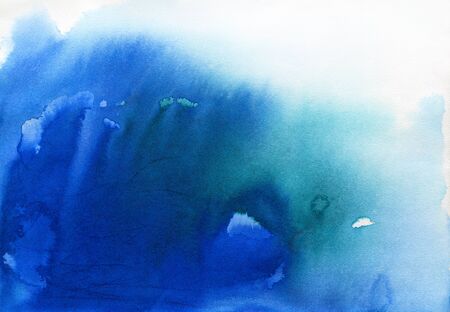 Hand painted blue watercolor background.の写真素材