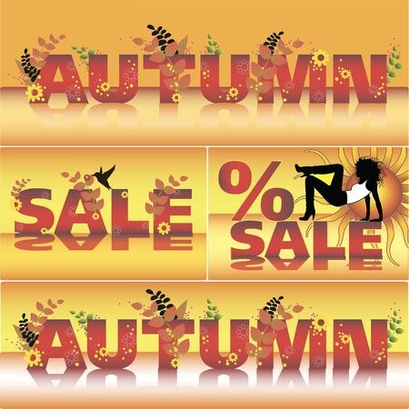 Set of autumn vector sale poster design template.のイラスト素材
