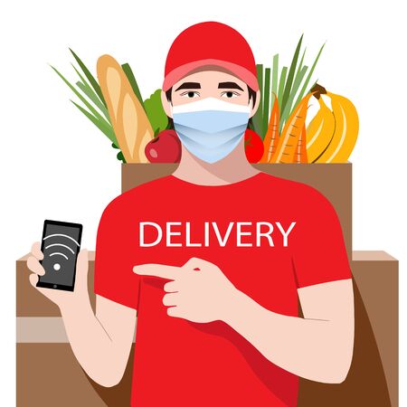 Online Delivery Service concept. Food delivery. Vectorのイラスト素材