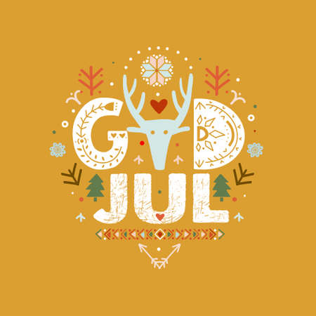 Merry Christmas Calligraphy in Swedish God Julのイラスト素材