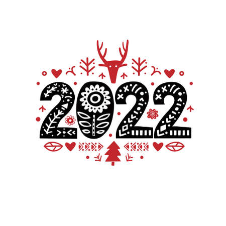2022 Merry Christmas Calligraphy Template. Vectorのイラスト素材