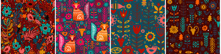 Abstract Folk nordic seamless pattern. Vectorのイラスト素材