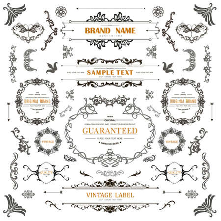 Set of Vintage Decorations Flourishes Elements.のイラスト素材