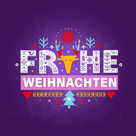 Merry Christmas in German - Frohe Weihnachten. Vector illustrationのイラスト素材