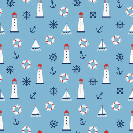 Marine background. Seamless pattern. Vector illustration.のイラスト素材