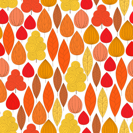 Seamless pattern forest autumn. Vector illustration. のイラスト素材
