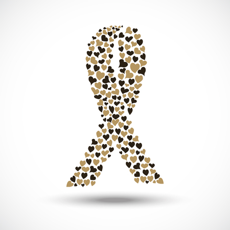 Childhood Cancer Day awareness gold ribbon. Vector illustration.のイラスト素材