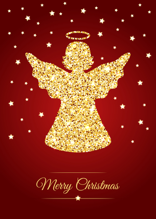 Golden angel. Christmas decor. Vector illustration.のイラスト素材