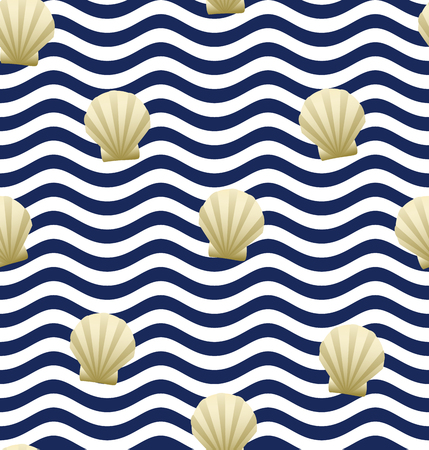 Shell background. Seamless pattern. Vector illustration. Wave pattern.のイラスト素材