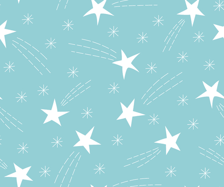 Seamless pattern of flying stars.  Vector Illustration.のイラスト素材