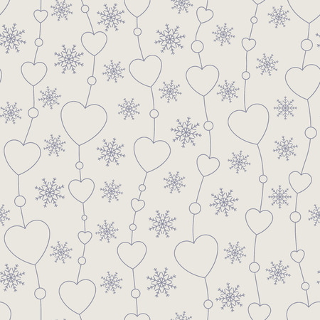 Celebratory pattern with hearts hanging on strings. Holiday backdrop.のイラスト素材