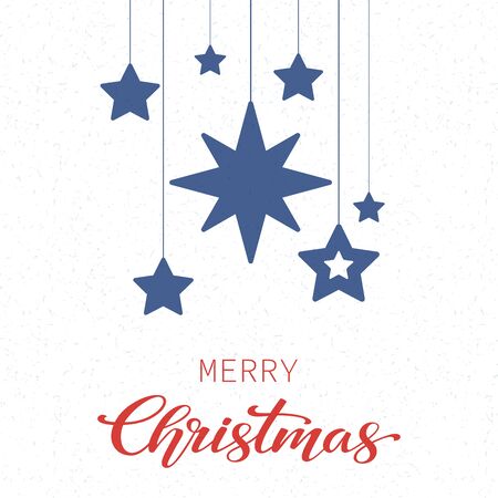 Merry Christmas. Holiday background greeting card. Christmas stars on white background. Vector illustration.のイラスト素材