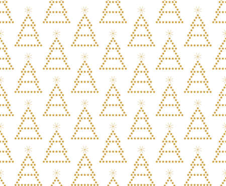 Golden Christmas trees on a white background. Vector illustration.のイラスト素材