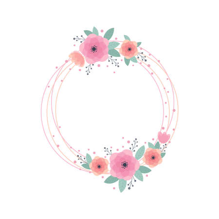 Vector illustration pink flowers isolated on a white background. Design for Valentine's day, Mother's Day, Wedding, Birthday, Easterのイラスト素材