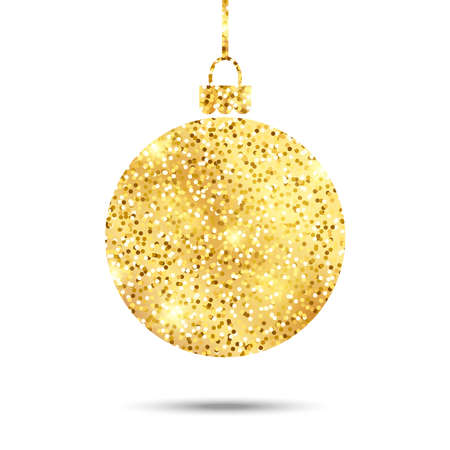 Golden Christmas ball on a white background. Vector illustration.のイラスト素材