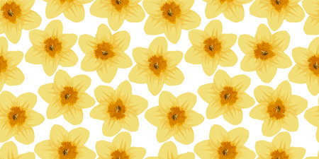 Seamless pattern with yellow daffodils flowers. vector illustration.のイラスト素材