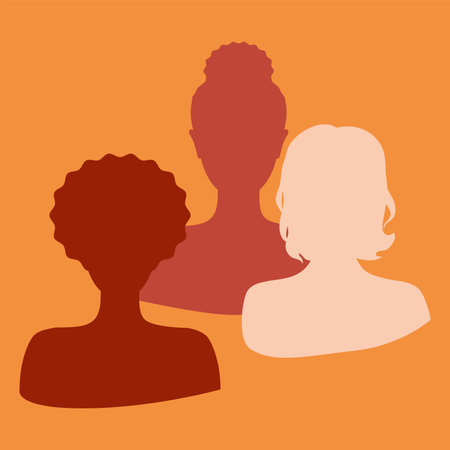 silhouette of a woman with a child on an orange backgroundのイラスト素材