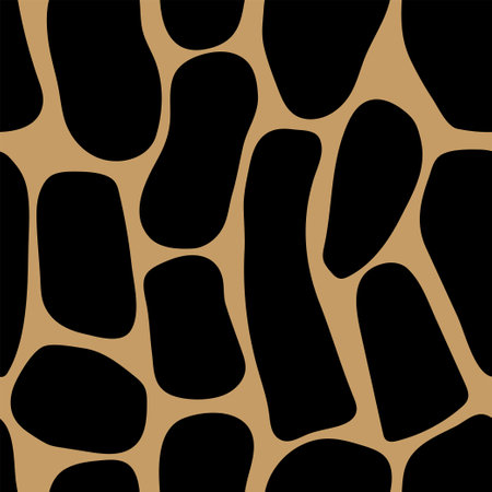 Seamless pattern with hand drawn animal print. Black and brown background.のイラスト素材