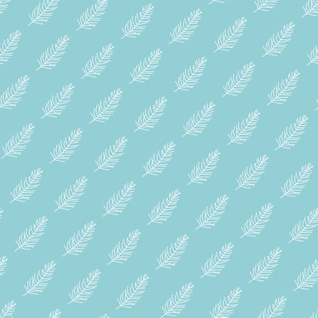Christmas tree branches on a blue background, seamless winter vector illustration.のイラスト素材