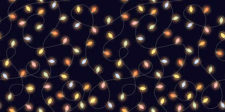 Seamless pattern with glowing garland. vector illustration for your designのイラスト素材