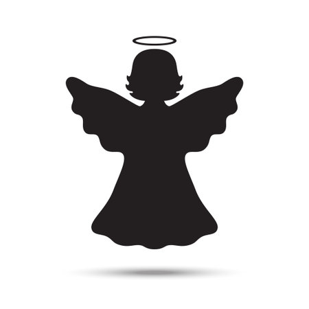 Silhouette of an angel on a white background. vector illustration.のイラスト素材