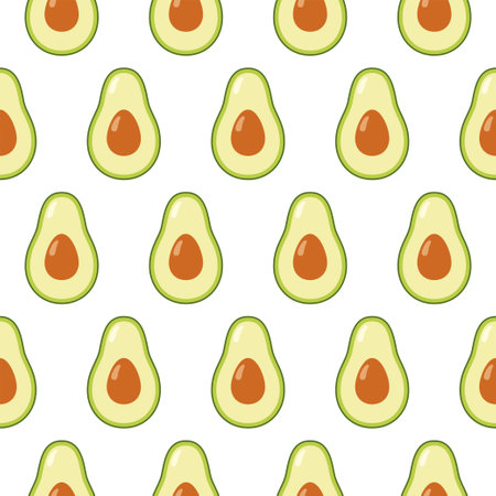 Seamless pattern with avocado on a white background. Vector illustration for your design.のイラスト素材