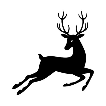 Black silhouette of a deer on a white background. Vector illustration.のイラスト素材