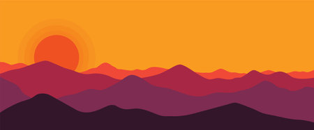 Mountain minimalist drawing. Abstract landscape hills. Vector illustration design, mountain view for home decor, wallpaper, prints, banners, interior decor.のイラスト素材