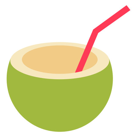 Coconut cocktail with straw, summer vector illustration.のイラスト素材
