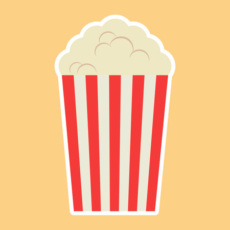 Popcorn icon in flat style. Cinema vector illustration on yellow background.のイラスト素材