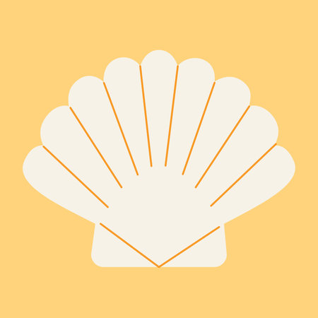 Sea shell icon in flat style. Shell vector illustration on yellow background.