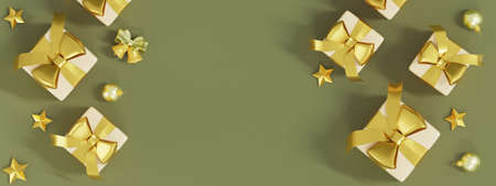 Realistic gift box with new year cubes.3d rendering.の写真素材