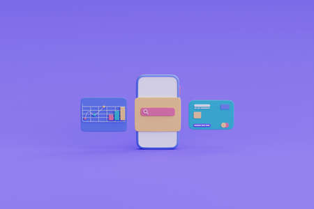 Shopping Bag and Halloween decorations on yellow background for celebration Halloween sale template.minimal concept.3d render.の写真素材