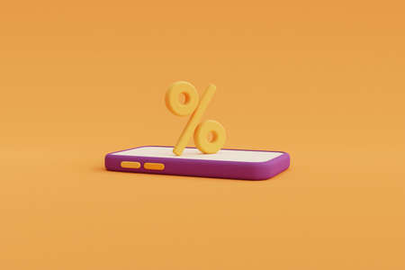 Halloween decorations with smartphone on yellow background for celebration Halloween sale template.minimal concept.3d render.の写真素材