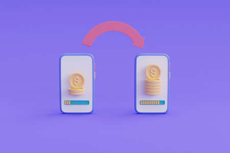 Mobile banking transaction concept,Cash Back concept,online payment.3d render illustration.の写真素材