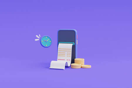 Digital payment and online cash back concept,phone,floating coins,watch.3d render.の写真素材