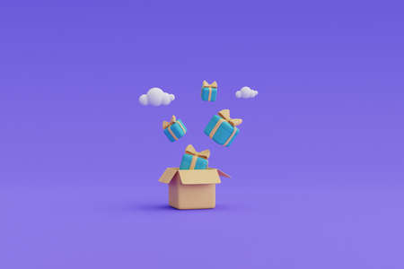 Online delivery services map tracking with shipping boxes,E-commerce,shipping and logistics.3d...