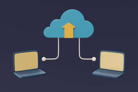 Cloud storage technology concept with Server racks and blue cloud symbol,online database,transfer...