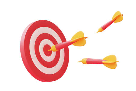 Dart arrow hit the center target of dartboard isolated on light backgound,Achieving the goal,success...
