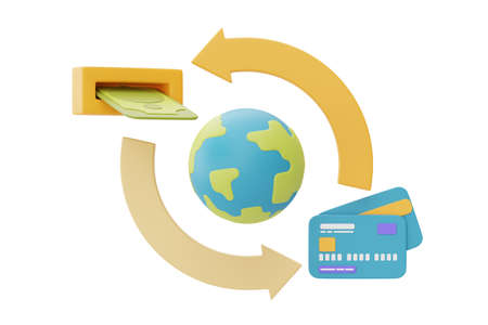 Financial Markets and Global Economy Concept with money and bank building,currency exchange rate...