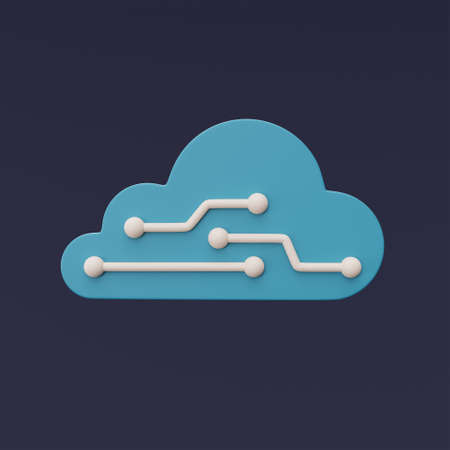 3d render of blue cloud symbol isolated on dark background,Cloud storage technology,global data sharing,minimal style.の写真素材
