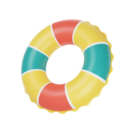 colorful beach ball isolate on white background,summer beach elements,3d rendering.の写真素材