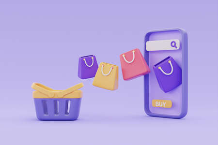 Online shopping store on laptop with shopping bags and credit card, cash back or bonus coin concept,...