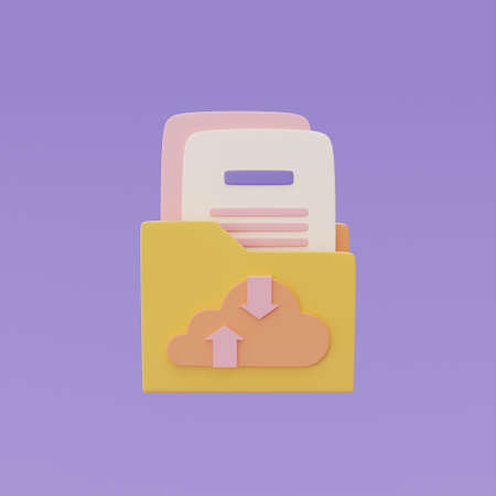File folders document with Cloud computing technology symbol, Online data storage for business network concept, 3d rendering.の写真素材