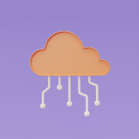 Cloud computing technology symbol, Online data storage for business network concept, 3d rendering.の写真素材