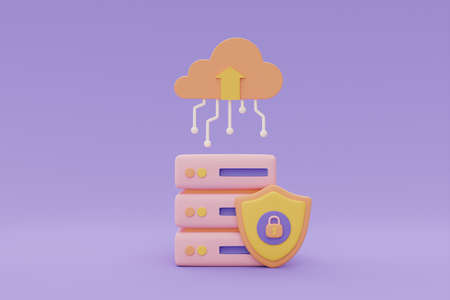 Cloud computing technology symbol, Online data storage for business network concept, 3d rendering.