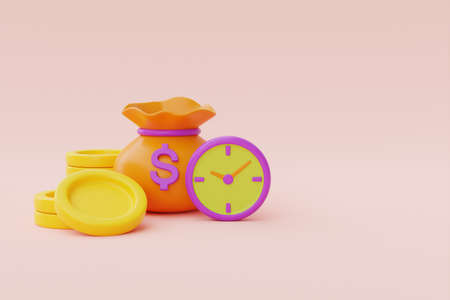 Time value of money concept with clock and coin stacks, time management, long term investment,...